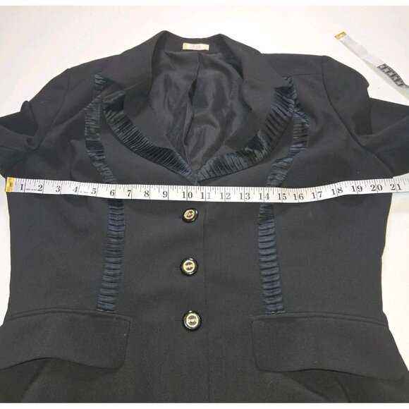 Cache Black Tuxedo 12 Silk Trim Jacket Lined Classic Blazer Womens Single Breast - Picture 10 of 12